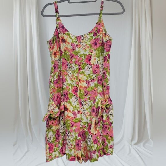 Forever 21 Colorful Floral Spaghetti Strap Romper, Medium - Picture 1 of 7